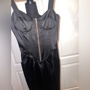 Black Satin fitted Betsey Johnson Dress